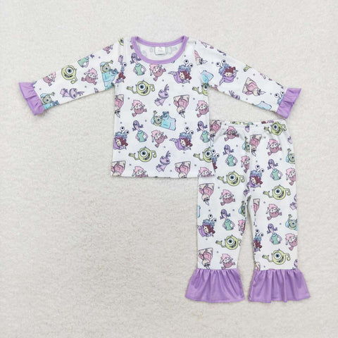 GLP1424 Bamboo  toddler girl clothes cartoon girl winter  pajamas set