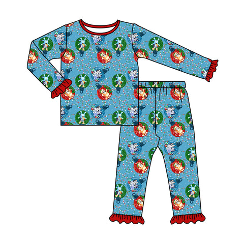 GLP1447 pre-order  toddler girl clothes cartoon dog girl winter  pajamas set-2024.7.16