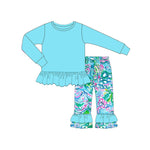 GLP1458 pre-order  toddler girl clothes blue floral girl winter set-2024.7.19