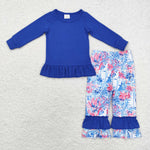 GLP1459 toddler girl clothes blue floral girl winter set