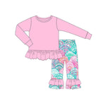 GLP1460 pre-order  toddler girl clothes pink floral girl winter set-2024.7.19