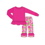 GLP1462 pre-order  toddler girl clothes  pink floral girl winter set-2024.7.19