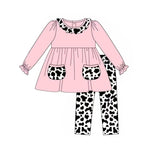 GLP1463 pre-order  toddler girl clothes cow pattern girl winter set-2024.7.19