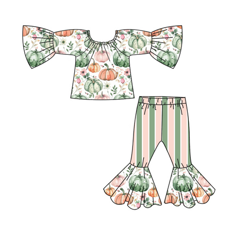 GLP1469 pre-order  toddler girl clothes pumpkin girl  bell bottoms outfit-2024.7.21