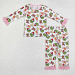 GLP1477 Bamboo  toddler girl clothes cartoon girl christmas winter pajamas set