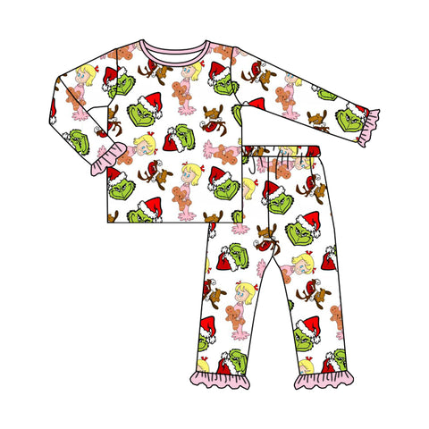 GLP1477 pre-order  toddler girl clothes cartoon girl christmas winter pajamas set-2024.7.21