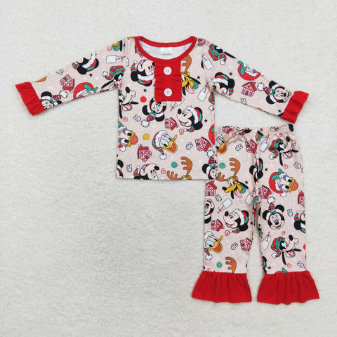 GLP1479  toddler girl clothes cartoon mouse girl christmas winter pajamas set