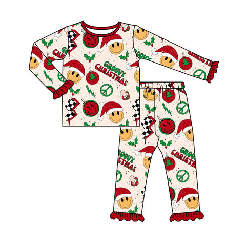 GLP1491 pre-order  toddler girl clothes smile girl christmas winter pajamas set-2024.7.22