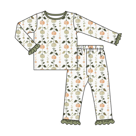 GLP1498 pre-order  toddler girl clothes pumpkin girl thanksgiving winter pajamas set-2024.7.23