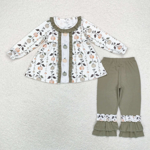 GLP1499  toddler girl clothes embroidery pumpkin girl thanksgiving winter set