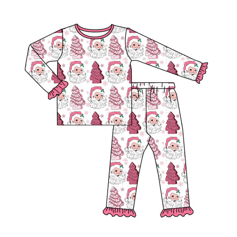 GLP1501 pre-order  toddler girl clothes santa claus girl christmas winter pajamas set-2024.7.23