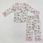 GLP1502 Bamboo toddler girl clothes marshmallow girl winter pajamas set