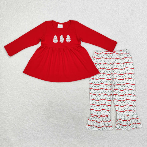 GLP1525  toddler girl clothes embroidery trees girl  christmas winter set