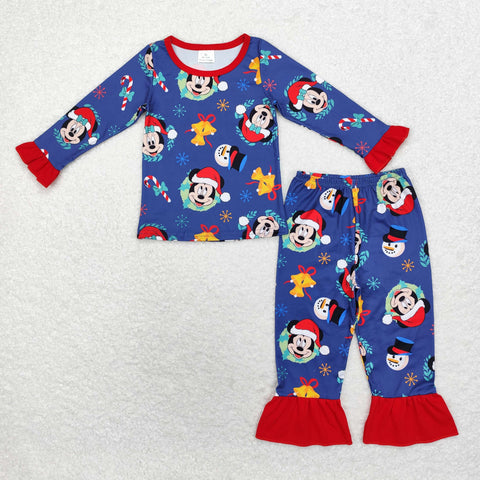 GLP1537    toddler girl clothes cartoon mouse girl christmas winter pajamas set