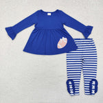 GLP1547  toddler girl clothes embroidery blue girl winter set