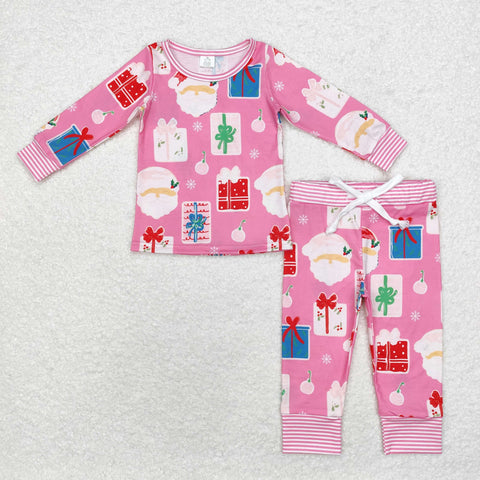 GLP1581 bamboo toddler girl clothes santa girl christmas winter set