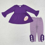 GLP1590  toddler girl clothes embroidery purple rugby girl winter set