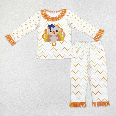 GLP1603  toddler girl clothes turkey girl thanksgiving winter pajamas set