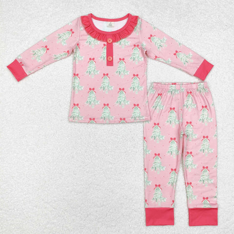 GLP1610 Bamboo  toddler girl clothes christmas tree girl christmas pajamas winter set