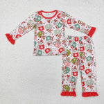 GLP1621 Bamboo toddler girl clothes gingerbread man girl winter christmas pajamas set