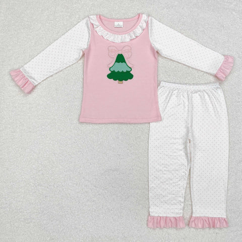 GLP1628   toddler girl clothes embroidery girl christmas pajamas set