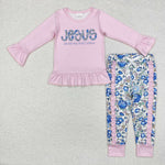 GLP1670 toddler girl clothes jesus loves me girl winter set