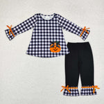 GLP1674    toddler girl clothes embroidery pumpkin girl halloween winter set