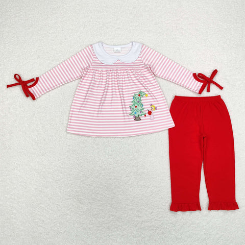 GLP1677   toddler girl clothes embroidery xmas tree girl christmas winter set