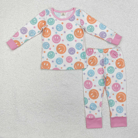 GLP1694 Bamboo  toddler girl clothes smile girl pajamas set