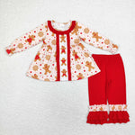 GLP1697   toddler girl clothes gingerbread man girl  christmas winter set