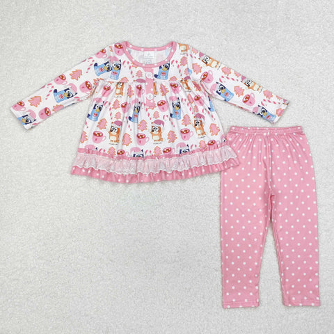 GLP1732   toddler girl clothes cartoon dog girl christmas  set