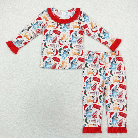 GLP1752  toddler girl clothes cartoon dog  girl christmas pajamas winter set