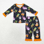 GLP1756   toddler girl clothes cartoon dog girl halloween pajamas winter set