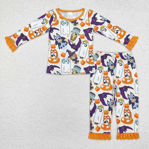 GLP1757  toddler girl clothes cartoon dog girl halloween pajamas winter set