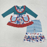 GLP1764  toddler girl clothes floral  girl winter set