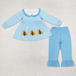 GLP1768   toddler girl clothes embroidery turkey girl thanksgiving winter set