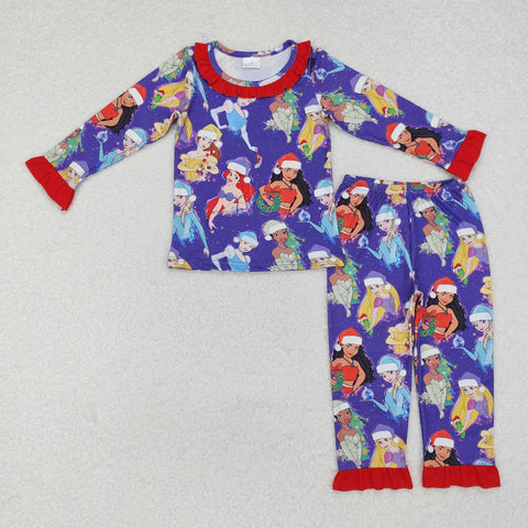 GLP1782 toddler girl clothes princess girl christmas pajamas winter set