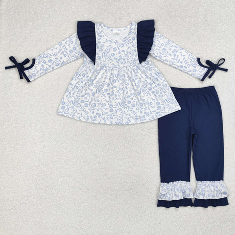 GLP1828   toddler girl clothes blue floral girl  winter set