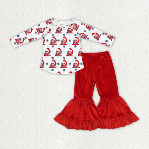 GLP1842 toddler girl clothes 1989 singer girl christmas bell bottom pant set