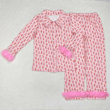 RTS kids clothes feather pajamas girls matching clothes winter set-2025.9.8