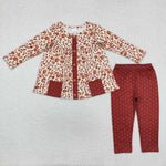 GLP1894  toddler girl clothes brown floral girl winter set