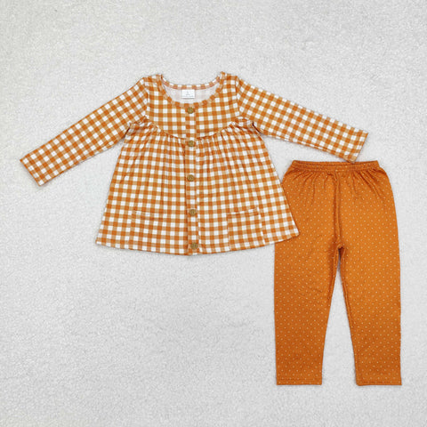 GLP1895  toddler girl clothes brown gingham girl winter set