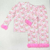 RTS kids clothes feather pajamas girls matching clothes winter set-2025.9.8