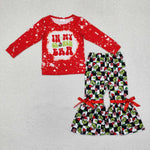 GLP1902   toddler girl clothes cartoon girl christmas bell bottoms set