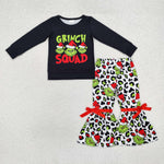 GLP1915  toddler girl clothes cartoon girl christmas bell bottoms set