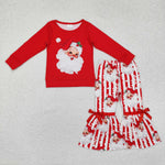 GLP1946    toddler girl  clothes santa girl  christmas bell bottom set