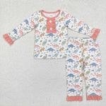 GLP1969    toddler girl clothes dino girl winter pajamas set