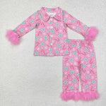 GLP2025   toddler girl clothes crutch girl winter christmas pajamas set