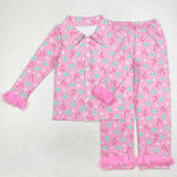 RTS kids clothes feather pajamas girls matching clothes winter set-2025.9.8