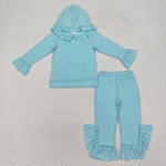 GLP2057    toddler girl clothes blue girl winter hoodie set